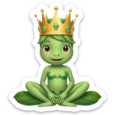 cute frog princess sitting on bed sticker