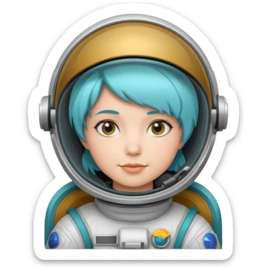 Female astronaut with short aqua hair sticker