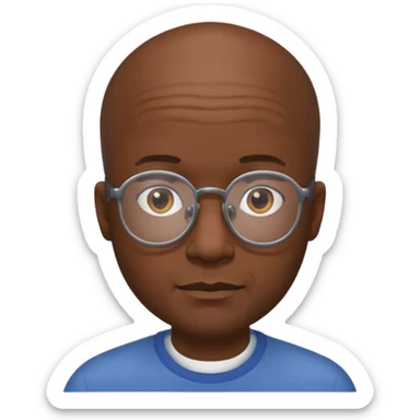 Balding black man with glasses and hair around the sides sticker