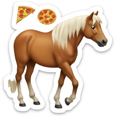 Horse eating a pizza sticker