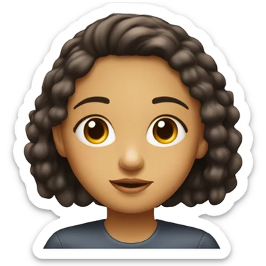 Niña con pelo ondulado cafe y ojos mil oscura sticker