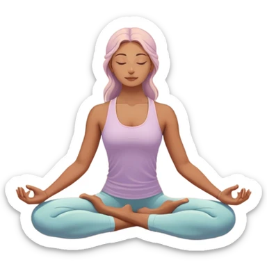 A peaceful person practicing yoga on a calm sea beach at sunrise, in a serene meditative pose. Soft pastel colors surround the scene, with gentle waves in the background and smooth, flowing lines representing balance and tranquility. The atmosphere feels centered and mindful. sticker