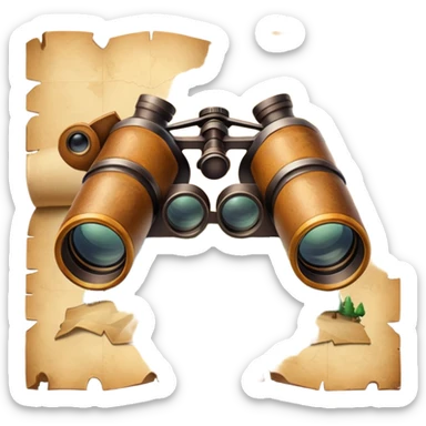 map with binoculars sticker