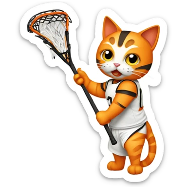 Lacrosse cat orange sticker