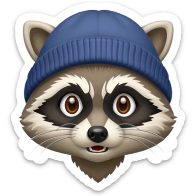 Angry Raccoon bandit with beanie hat sticker