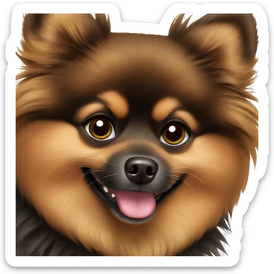 Black and brown spitz pomeranian playing  sticker
