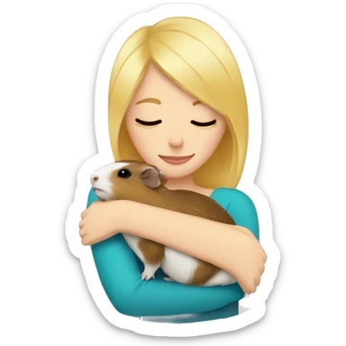 Blonde Woman hugging a guineapig sticker