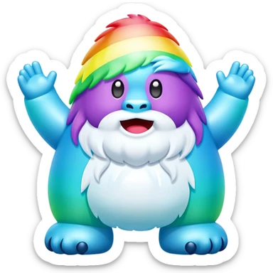 rainbow inflatable bouncy yeti sticker