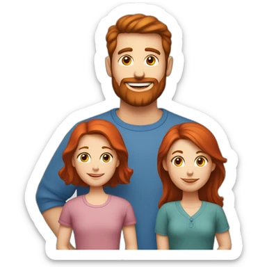 family-photo-a-a;-red-haired-dad-beard,-brown-haired-mom, red-haired-rabbit-blue-eyes sticker
