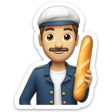 french man holding a baguette sticker
