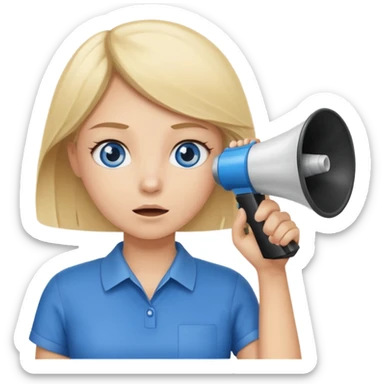 blue eyes blonde girl with megaphone saying timeout sticker