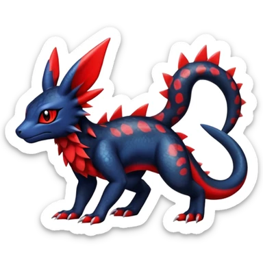 Cute Shiny Guilmon-Salandit-Umbreon-Fakémon-hybrid-creature (full body)  sticker