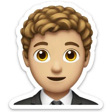 Boy with brown hair in a suit tackling  sticker