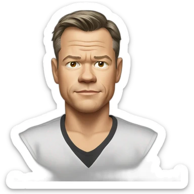 matt-damon cartoon wearing shirt sticker