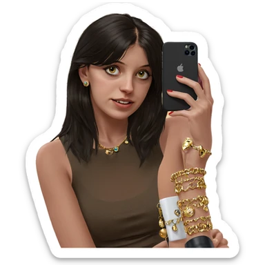 girl taking jewelry selfie sticker