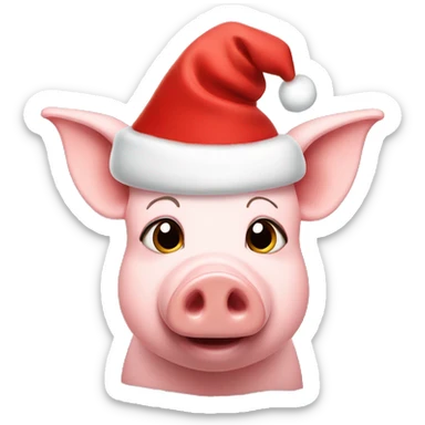 pig wearing christmas hat sticker