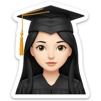 white woman graduate with long black hair sticker