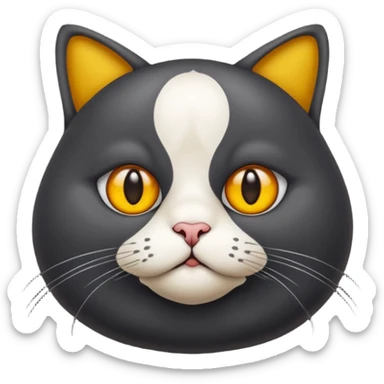 Un gato negro gordito con los ojos de color amarillos sentado sticker