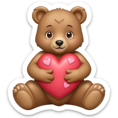 Abrazo de Osa femenina con corazones  sticker