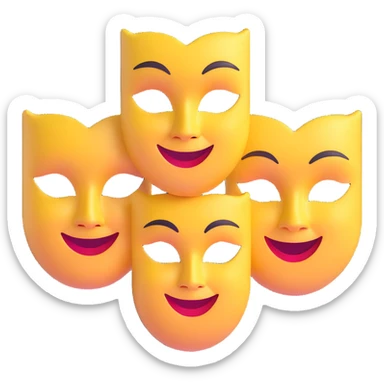 two theatre masks comedy and tragedy, happy and sad face masks sticker