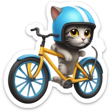 Cat wearing bike helmet  sticker