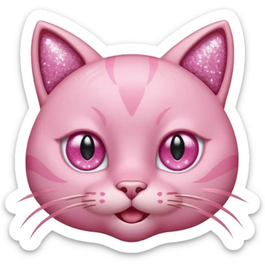 pink cat with glitter winking its right eye sticker