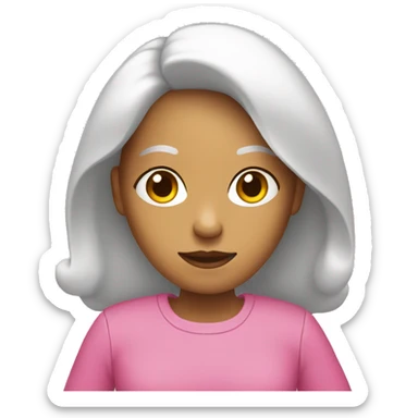 yellow woman wearing pink holding ipad sticker