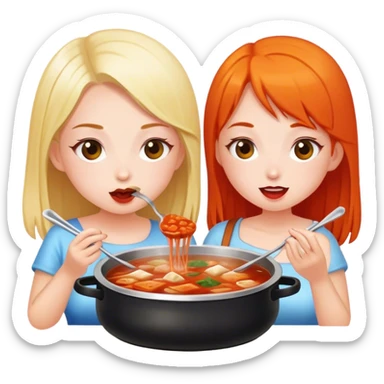 两个女孩吃火锅 sticker