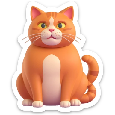 a fat red-haired cat named Rufo, sitting, friendly expression sticker