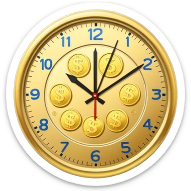 A clock ⏰ combined with coins 💰, symbolizing saving over time for retirement. sticker