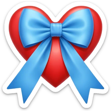 Blue bow on heart sticker