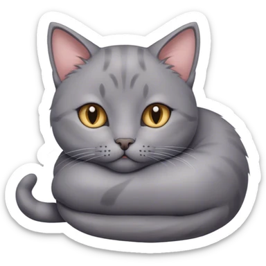 Cute gray cat snuggle sticker