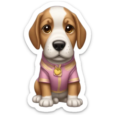 Cachorro vestido de ropa listrada e algemado sticker