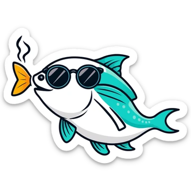 Fish smoking a blunt with sunglasses  sticker