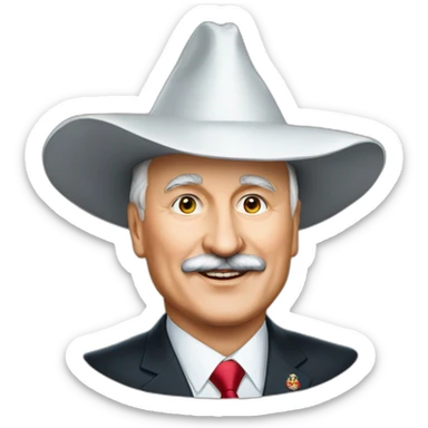 Emoji of President Lukashenko in a magic hat sticker