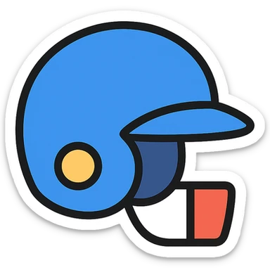 baseball helmet, color outline icon style, clean lines, simple details sticker