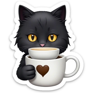 emo cat with coffee sticker