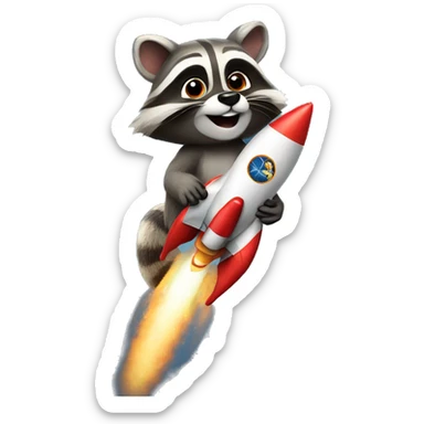 Racoon on a rocket sticker