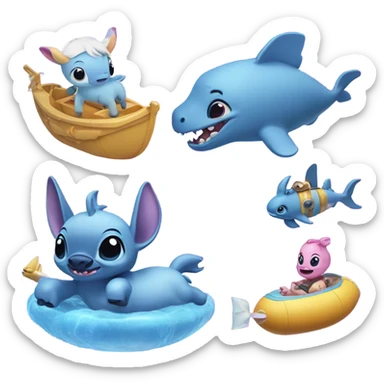 Image of stitch floating unicorn floating baby foating course foating submarine floating  sticker
