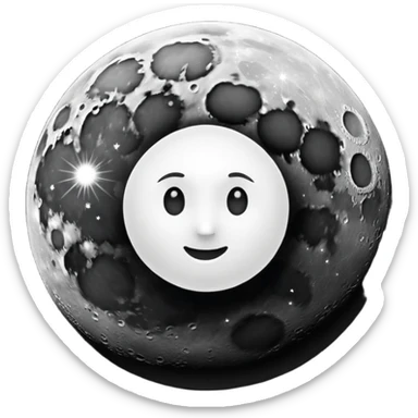  white moon in black sky sticker