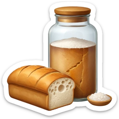 a one victorian bottle of salt and a loaf of bread sticker