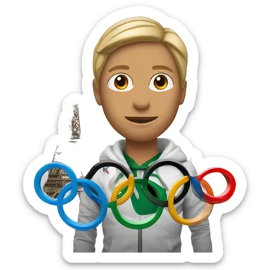 my headshot with effiel tower in the background and Olympic rings sticker