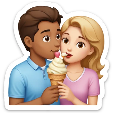 Couple kissing with icecream  sticker
