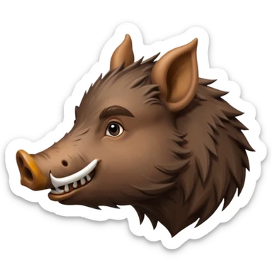 Wild boar face side view with long tusks emoji realistic sticker