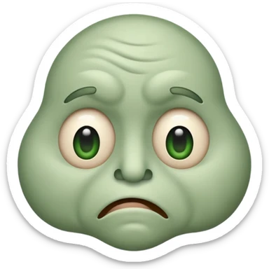 stinky smelly emoji face with greenish tint, cartoon style, wavy stink lines, wrinkled nose sticker