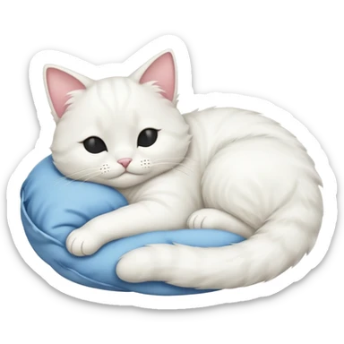 emoji of white napping cat with a tail hanging down sticker