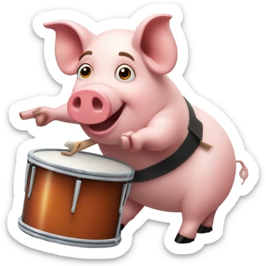 Pig banging drums  sticker