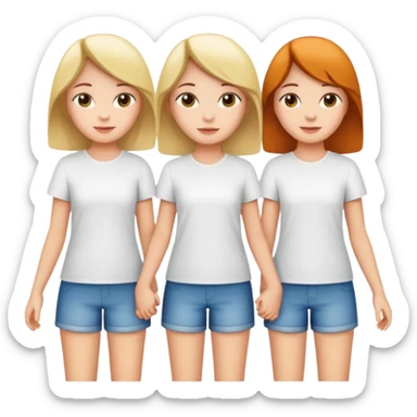 3 girls holding hand wearing white shirt sticker