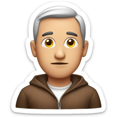 A man contemplating a ham sticker