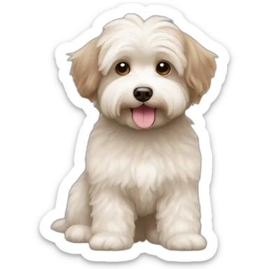 dog light brown bichon havanese crazy sticker